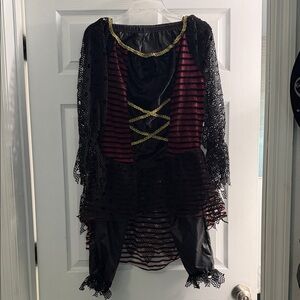 Women’s Pirate Costume with Black and Red Stripes